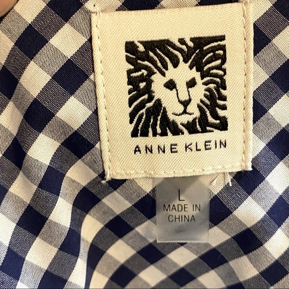 Ann Klein Mini‎ Check Print Midi Dress Blue White Size Large - Picture 8 of 12